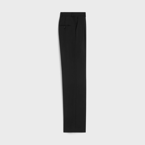 DOUBLE PLEATED TIXIE PANTS - FABRIC WOOL BLACK