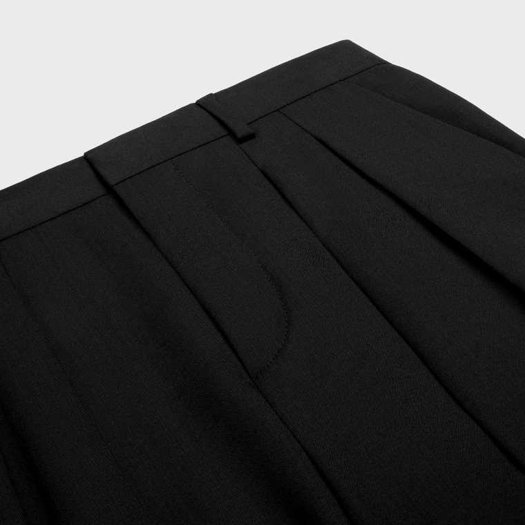 DOUBLE PLEATED TIXIE PANTS - FABRIC WOOL BLACK