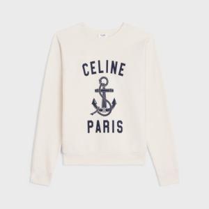 CELINE ANCHOR SWEATER - FLEECE & CASHMERE LIGHT IVORY/ANKRE BLUE