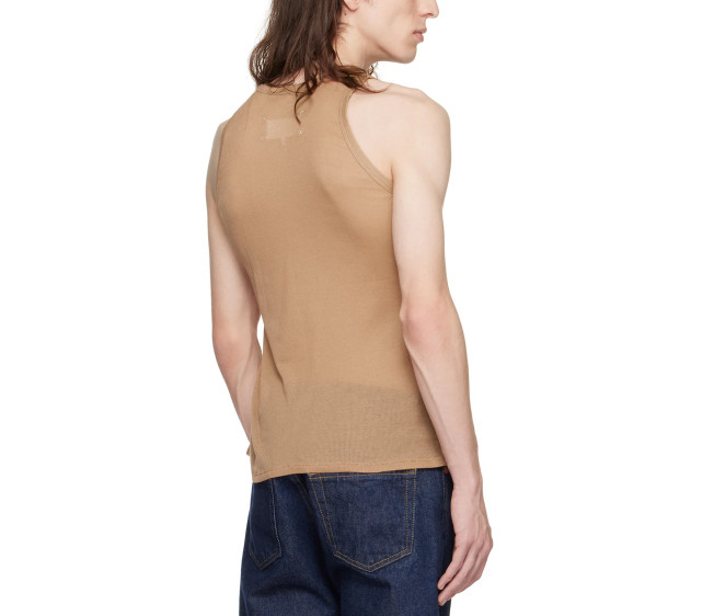 Beige Patch Tank Top