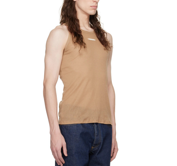 Beige Patch Tank Top