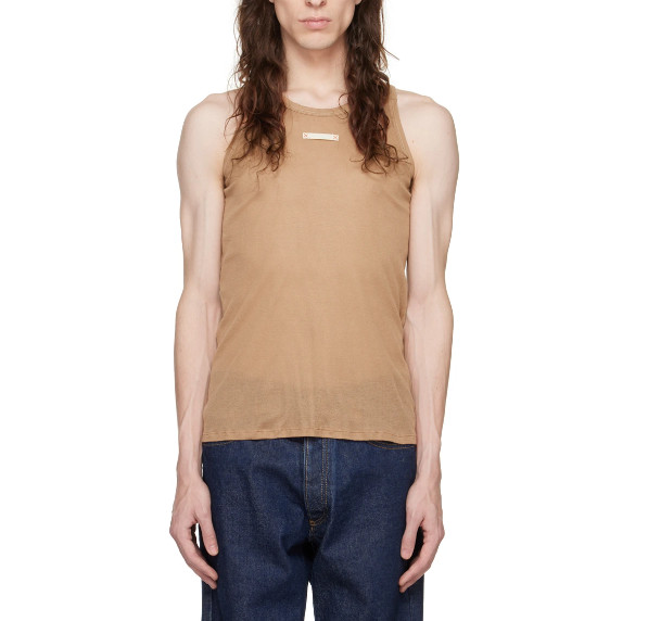 Beige Patch Tank Top