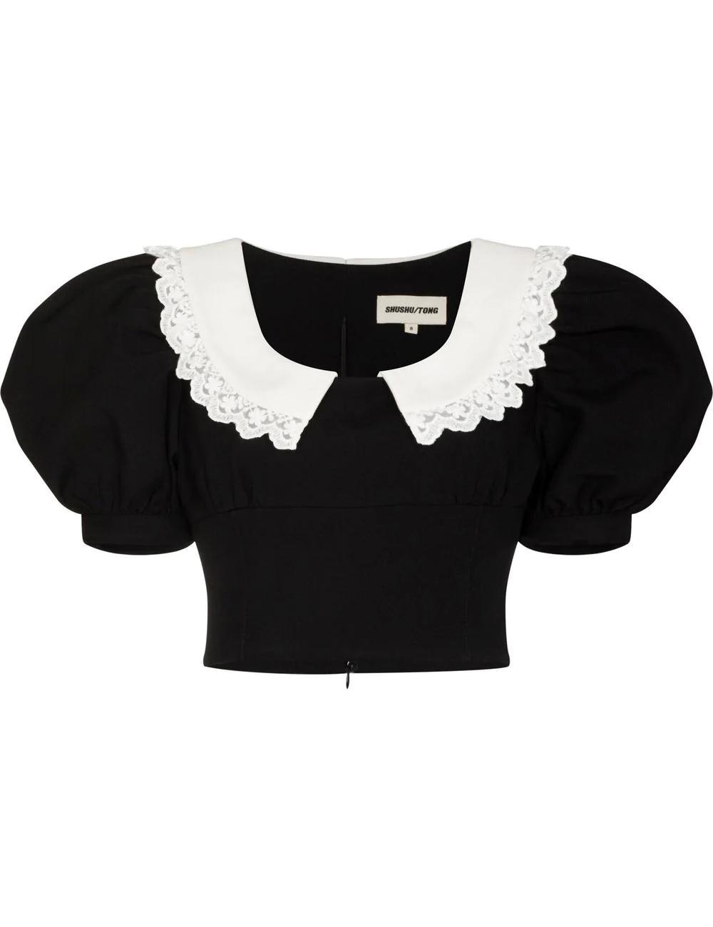 Black Puff Sleeve Blouse