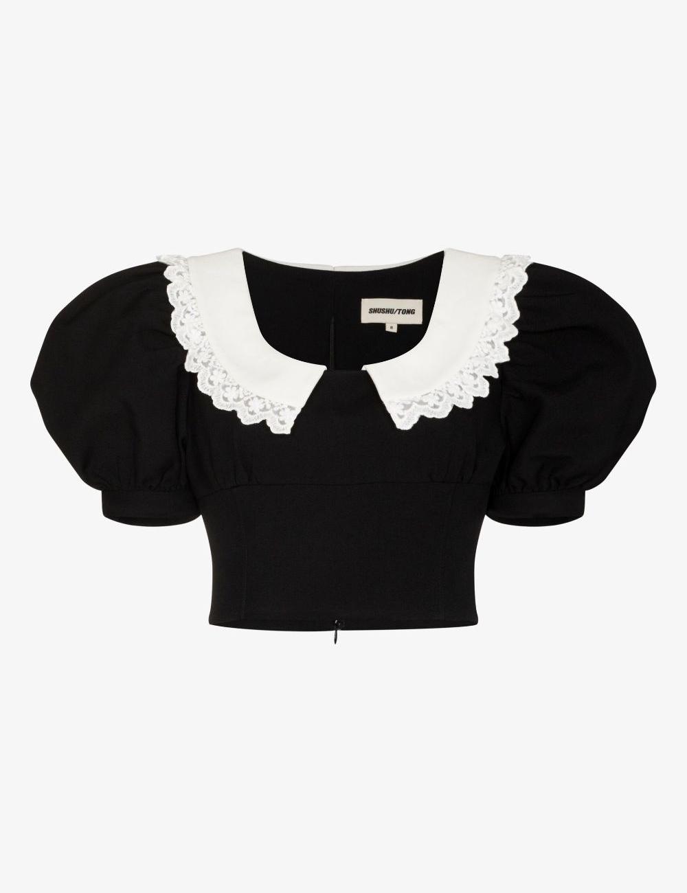 Black Puff Sleeve Blouse