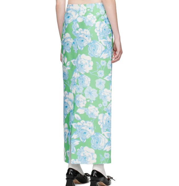 green floral maxi skirt