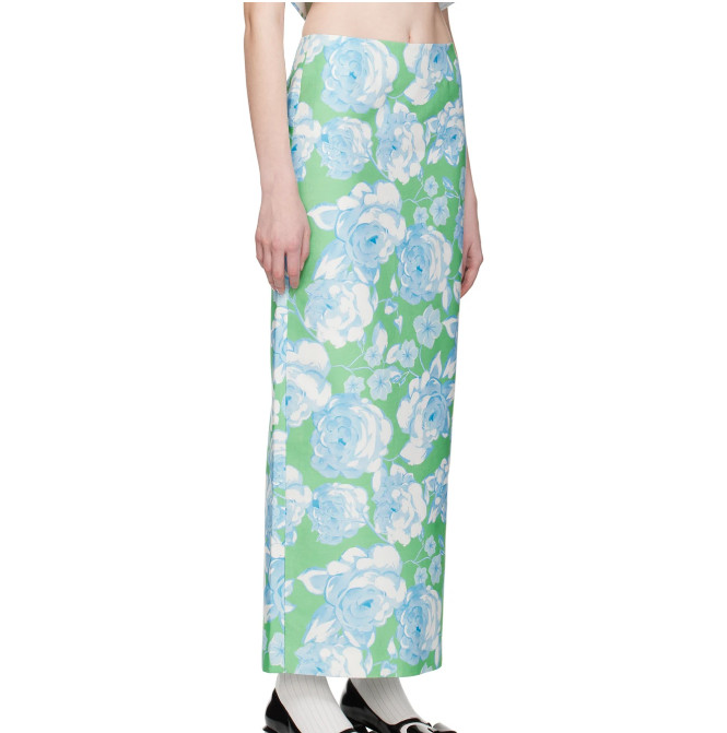 green floral maxi skirt