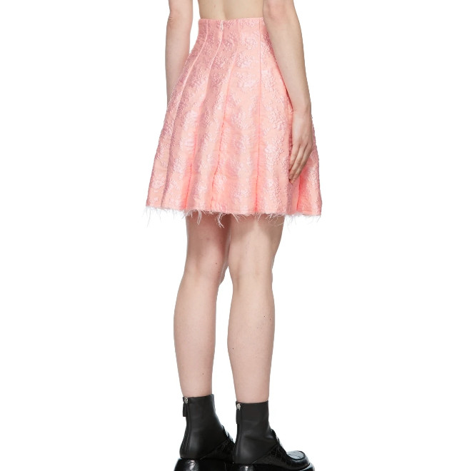 Pink Jacquard Pleated Mini Skirt