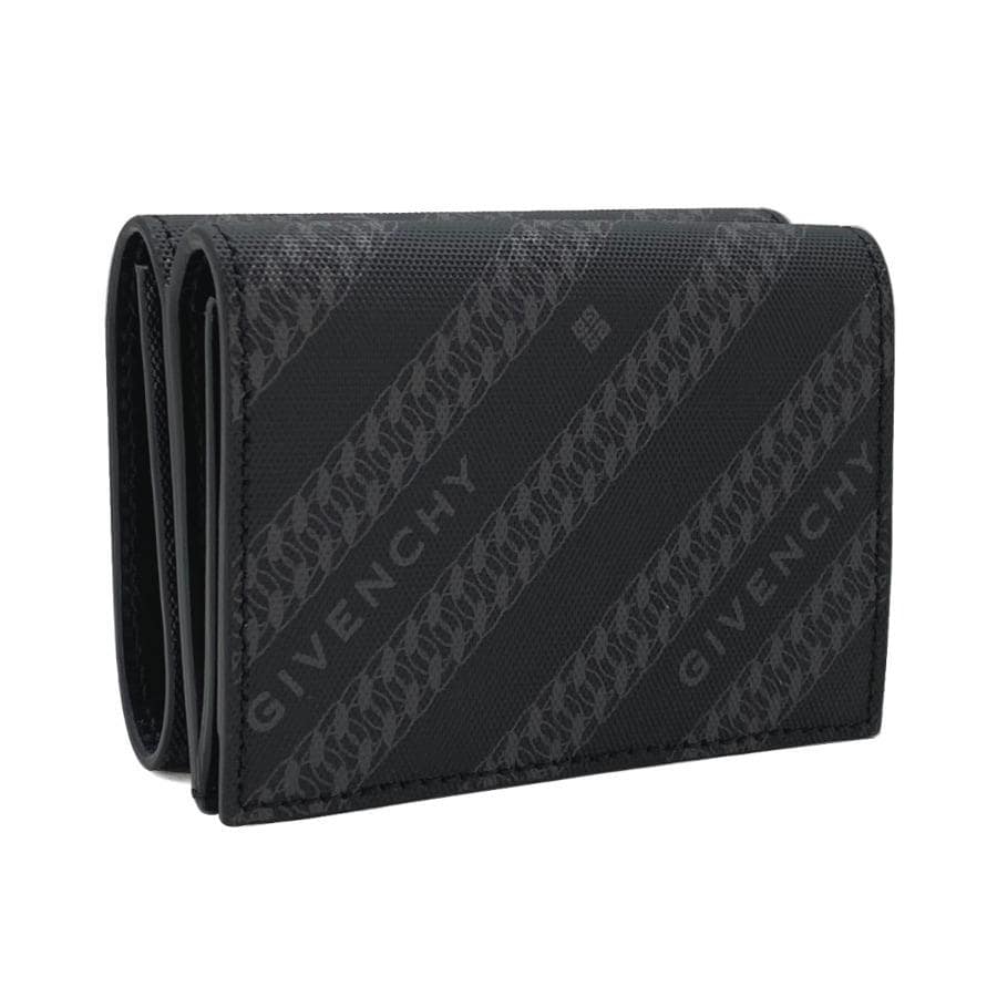 chain coated canvas compact wallet