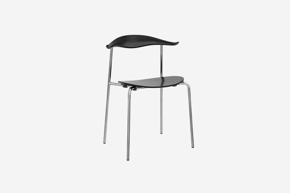 Carl Hansen & Son CH88T Chair Stainless Steel Oak & Black Painted Finish