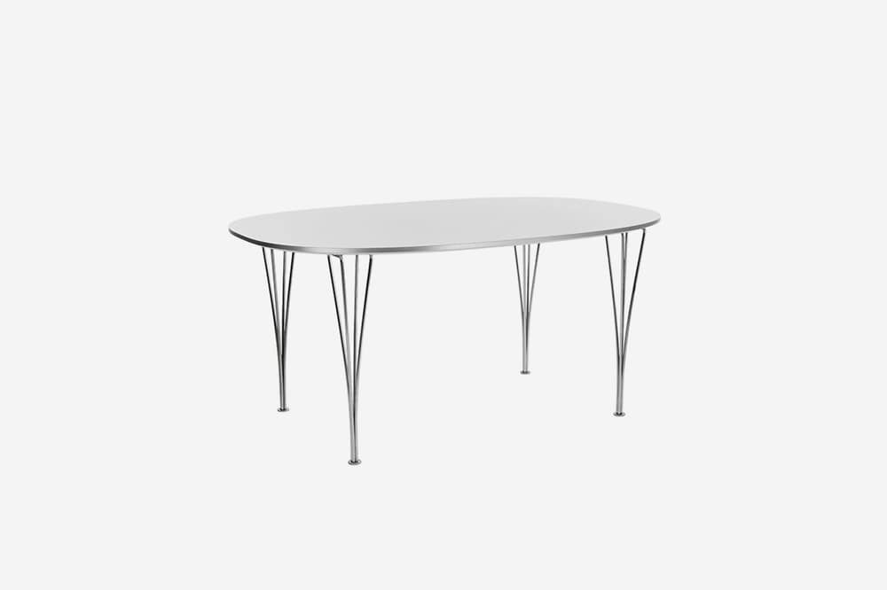 Fritz Hansen B613 Super Elliptical Table White Top & Chrome Base