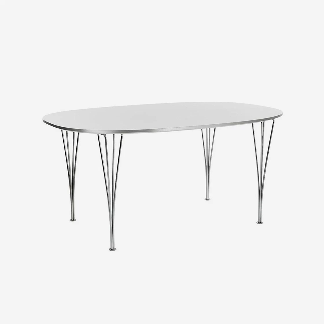 Fritz Hansen B613 Super Elliptical Table White Top & Chrome Base