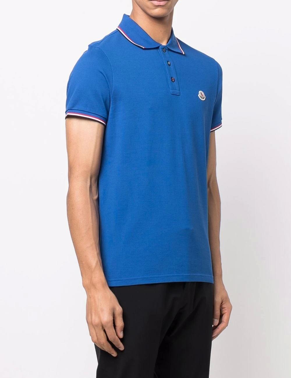 Three-line lining logo patch short-sleeved carati blue