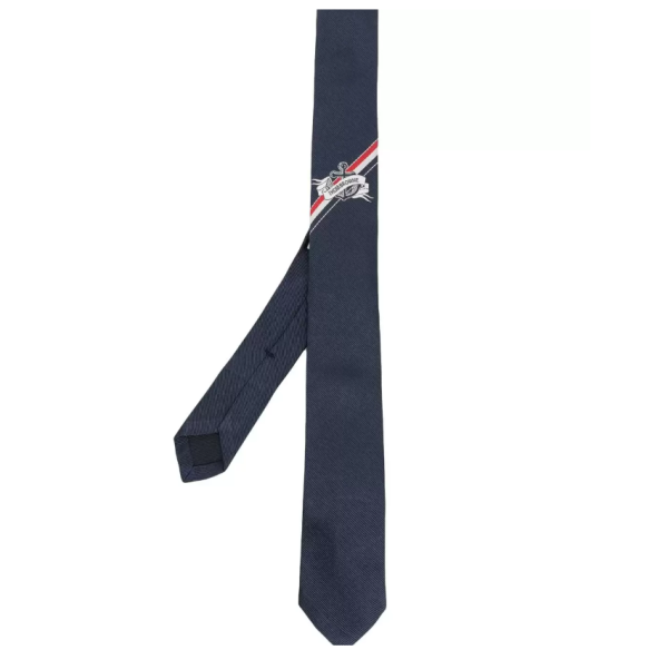 Anchor logo silk tie
