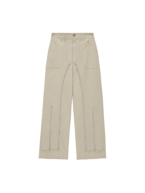 DOUBLE ZIPPER CHINO PANTS IN BEIGE