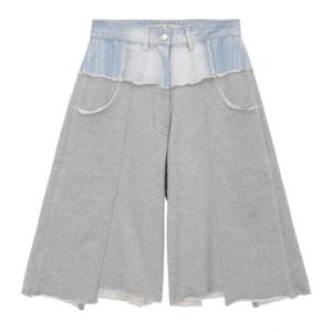 DENIM COMBI SWEAT HALF PANTS IN GRAY