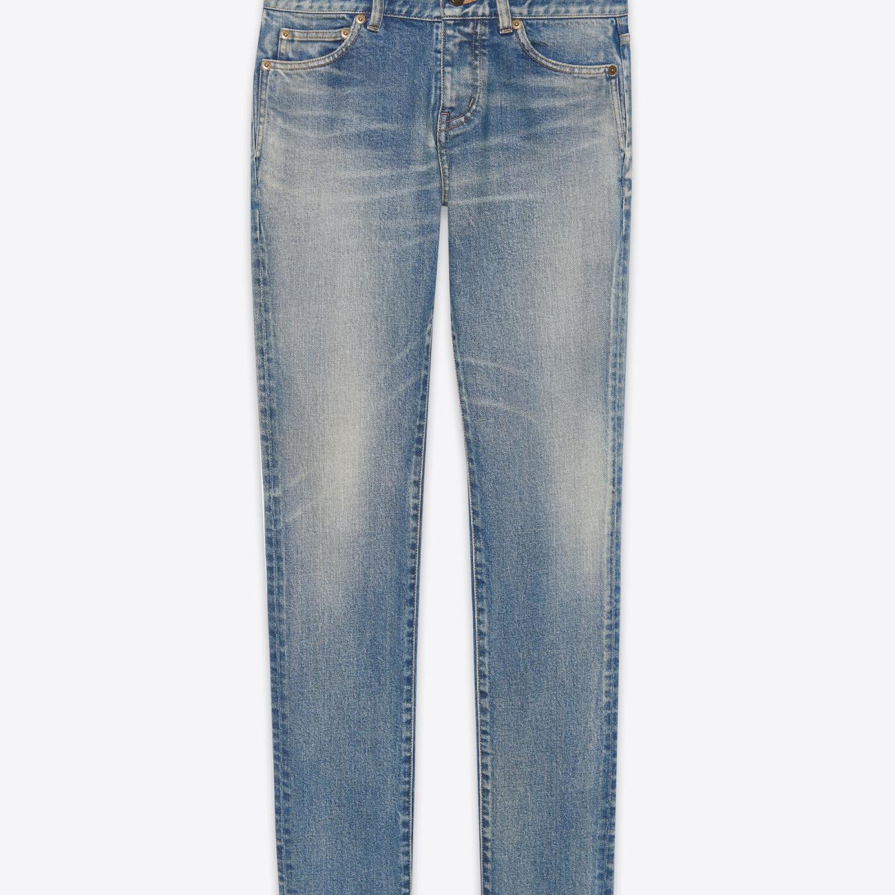 LOW-RISE JEANS IN DIRTY SANDY BLUE DENIM