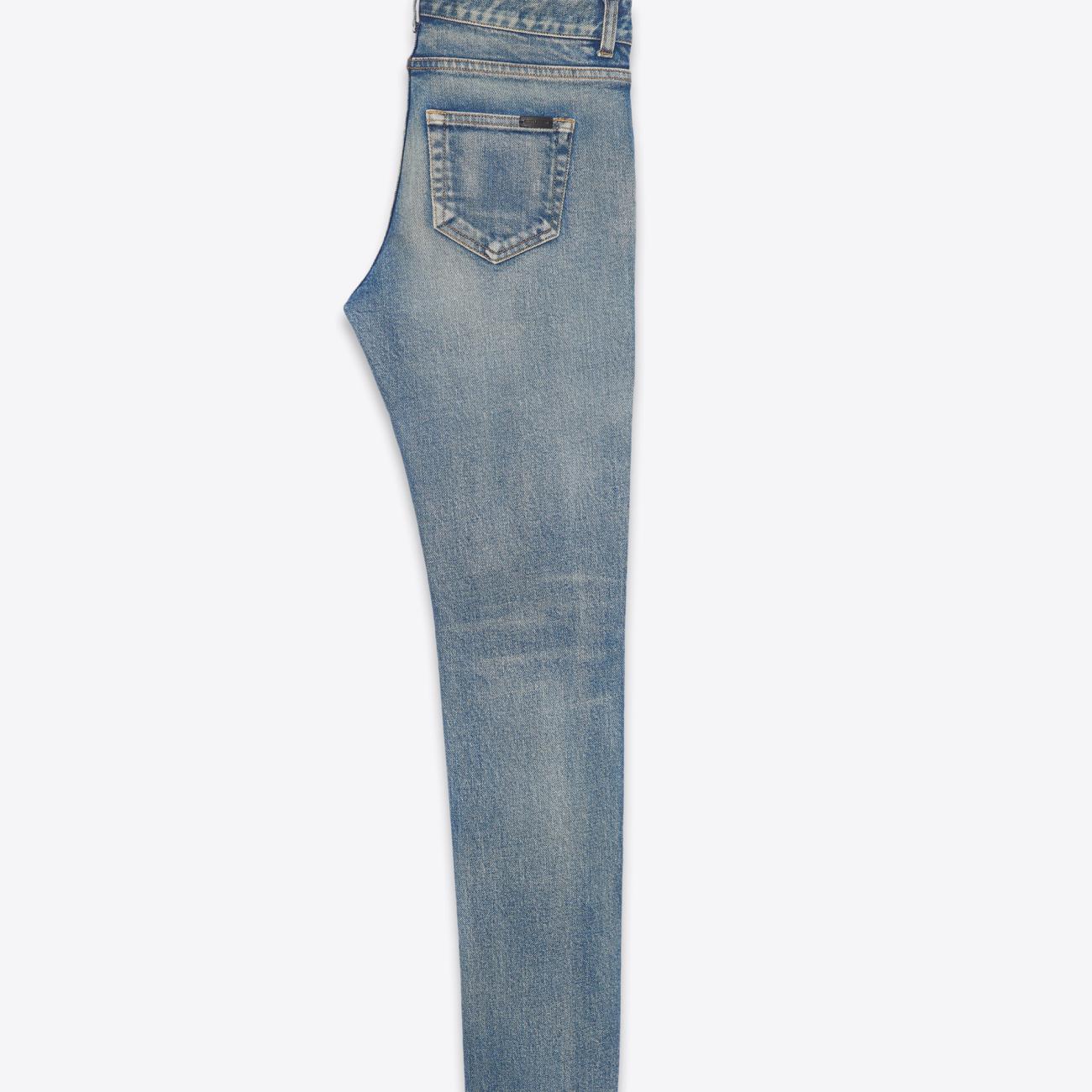 LOW-RISE JEANS IN DIRTY SANDY BLUE DENIM