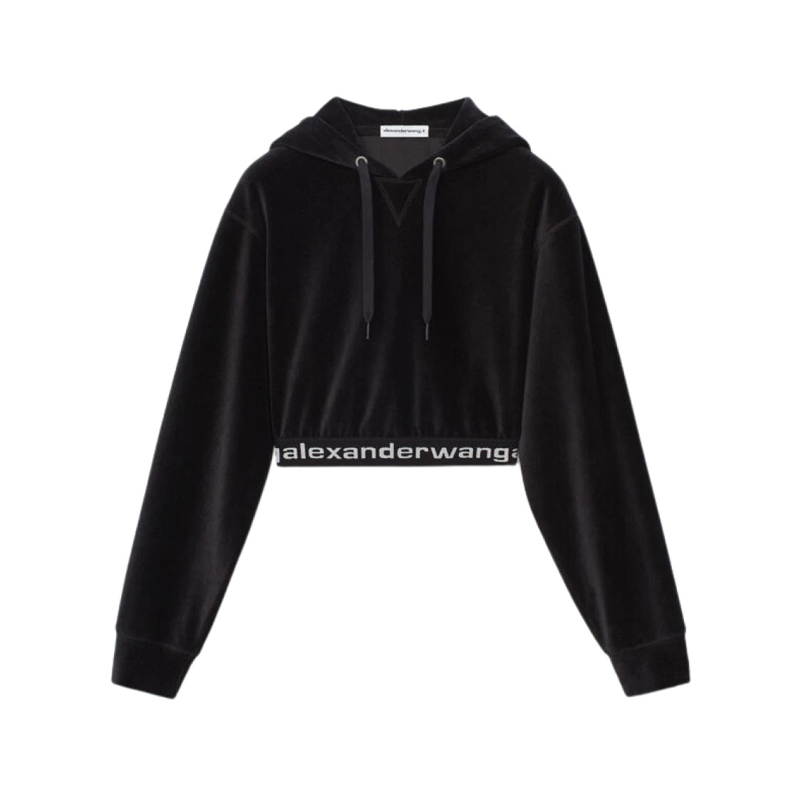 Alexander Wang Long Sleeve Hoodie in Stretch Corduroy Black