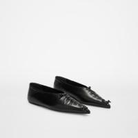 Flat pointed toe ballerinas with leather knotted strips and babouche-style tread details