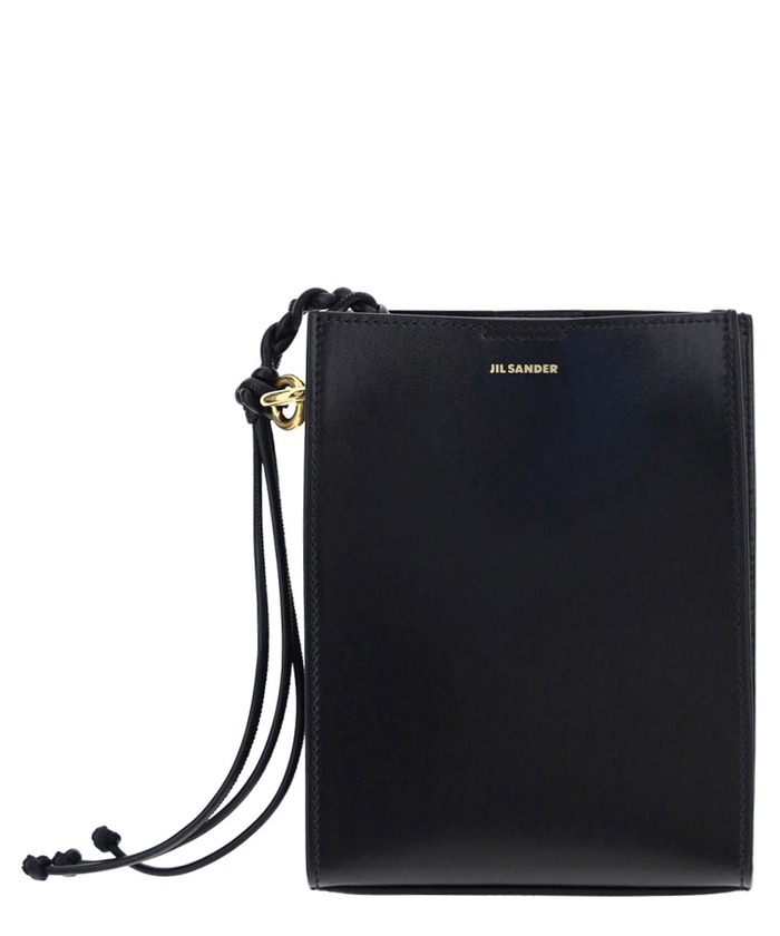Small leather shoulder and crossbody bag with hand-knotted strap and embossed Jil Sander logo