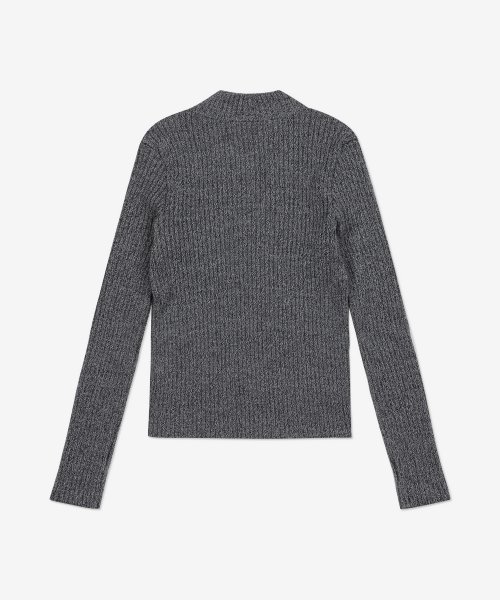 Women's High Neck Knit - Melange Grey