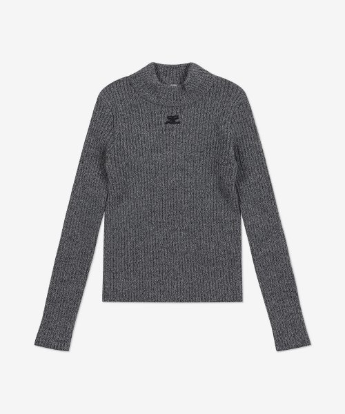 Women's High Neck Knit - Melange Grey
