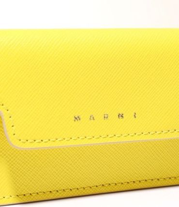 Saffiano trunk card case yelloww