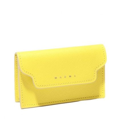 Saffiano trunk card case yelloww