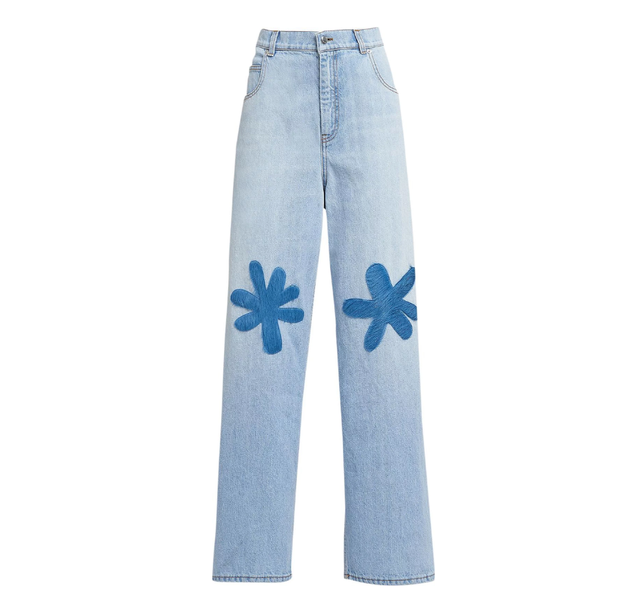 Daisy patch denim pants