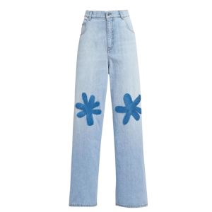 Daisy patch denim pants