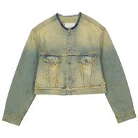 Women's Wash Denim Sports Jacket Ladies Dirty Wash Distressed-Effect