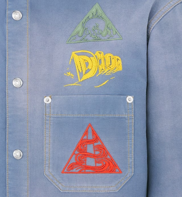 Embroidered cotton denim shirt