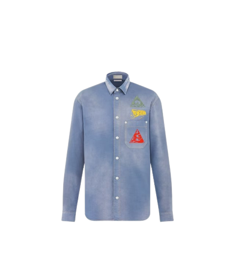 Embroidered cotton denim shirt