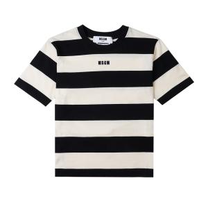 Women Stripe Logo Embroidery Short Sleeve T-shirt