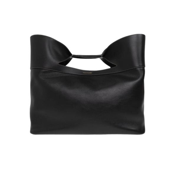 Leather bow tote bag