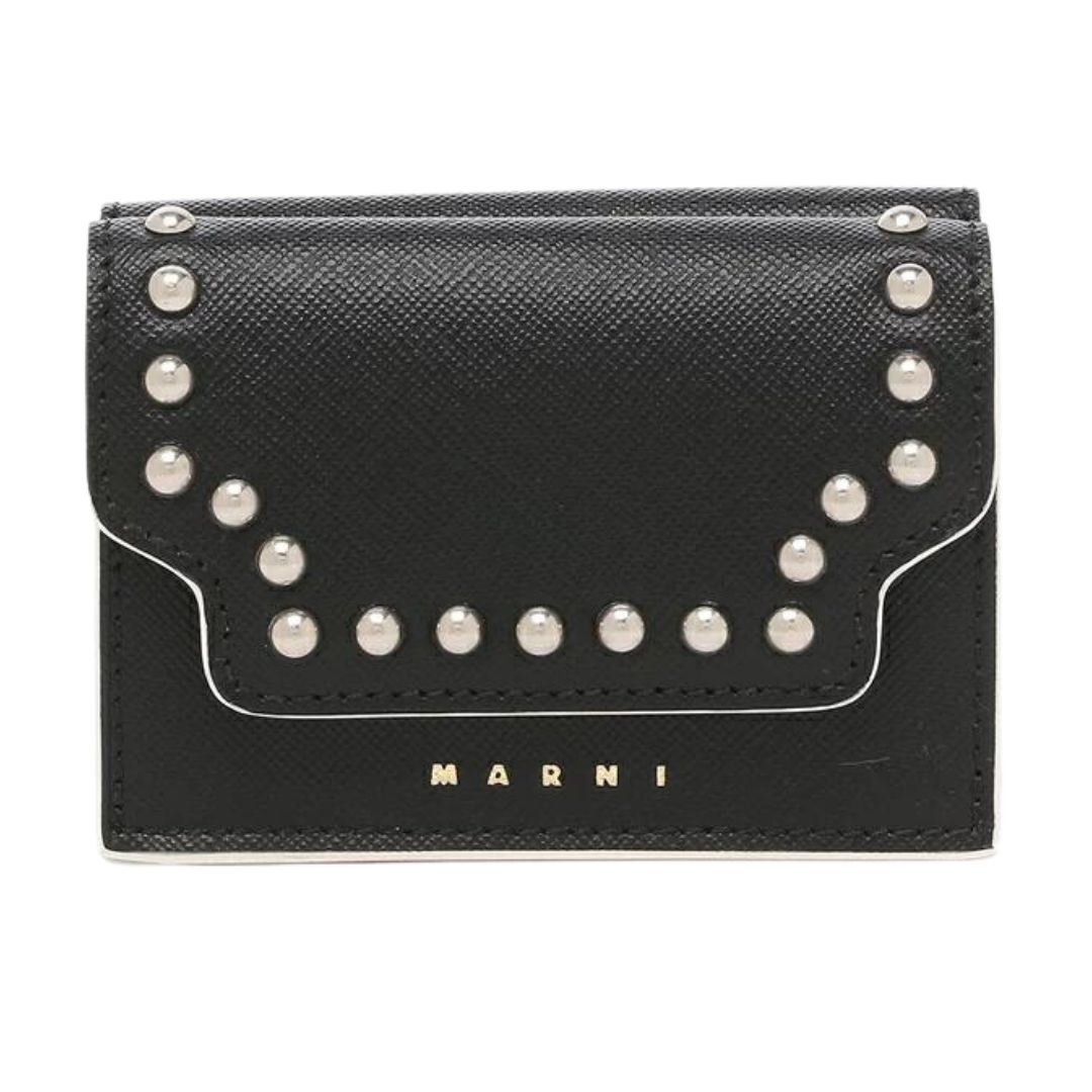 Stud Trifold Wallet Black
