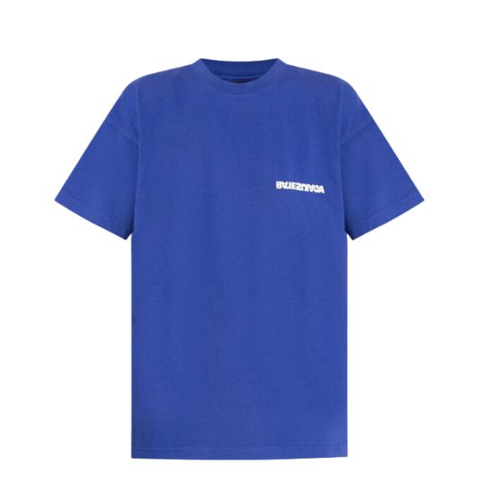 BALENCIAGA BLUE T-SHIRT WITH LOGO