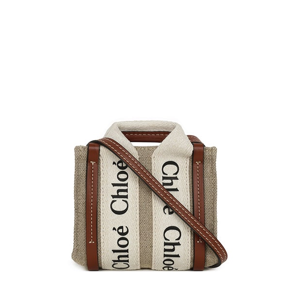 White Brown Woody Nano Tote Bag