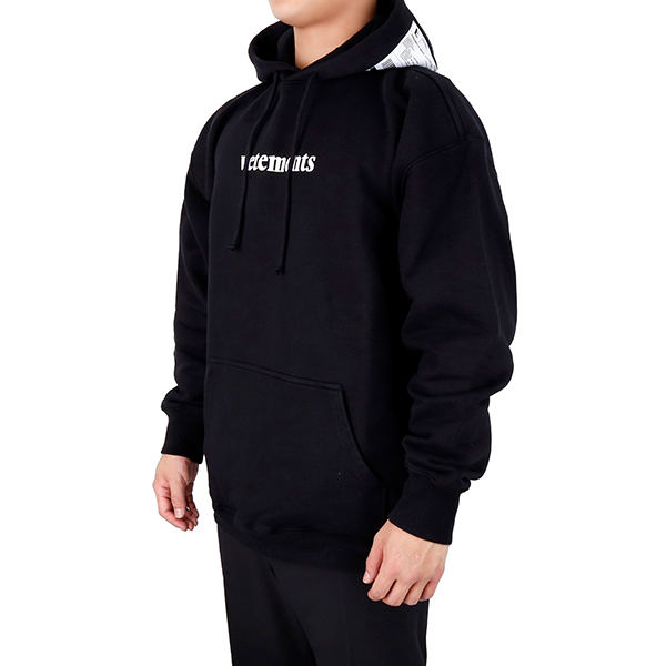 Black logo hooded sweatshirt