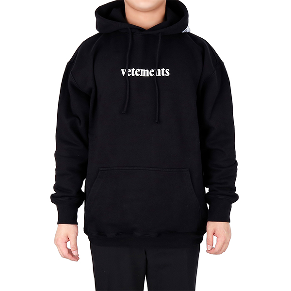 Black logo hooded sweatshirt