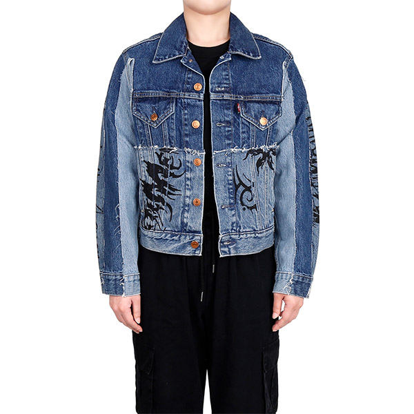 BLUE multi-printing denim jacket