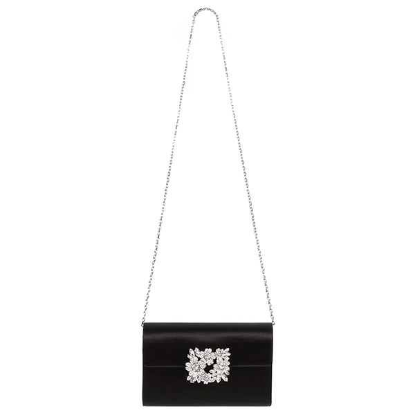 Black RV Bouquet Strass Buckle Clutch