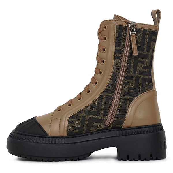 Beige FF Domino Biker Combat Boots