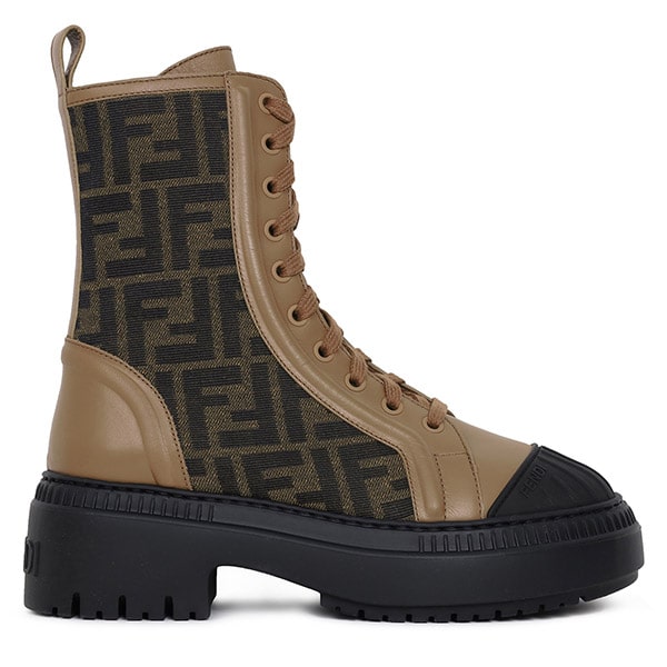 Beige FF Domino Biker Combat Boots