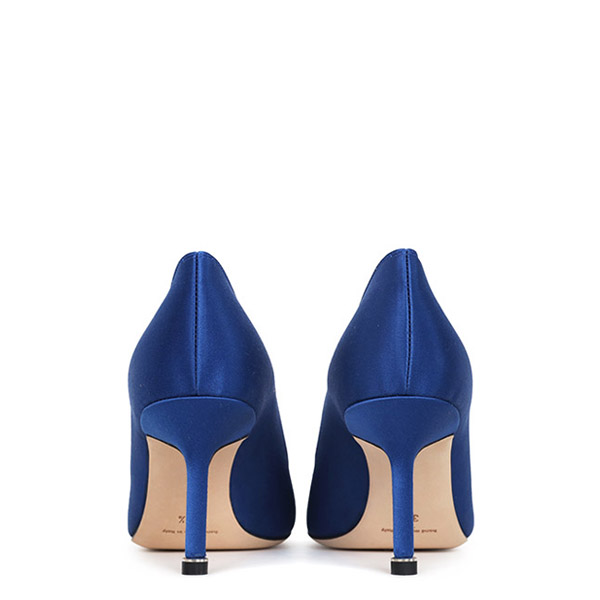 Blue Hangishi Satin Pumps Heels