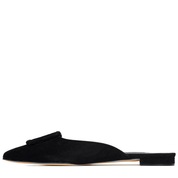 Black Maysale Suede Flat Mule