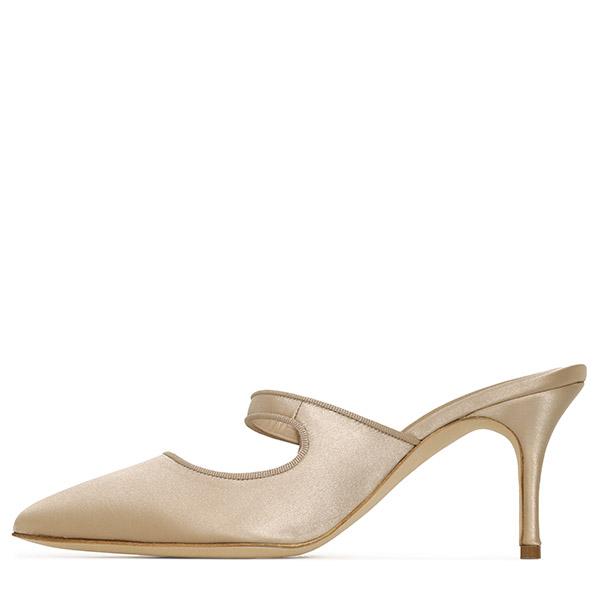 Nude Jewel Satin Mule