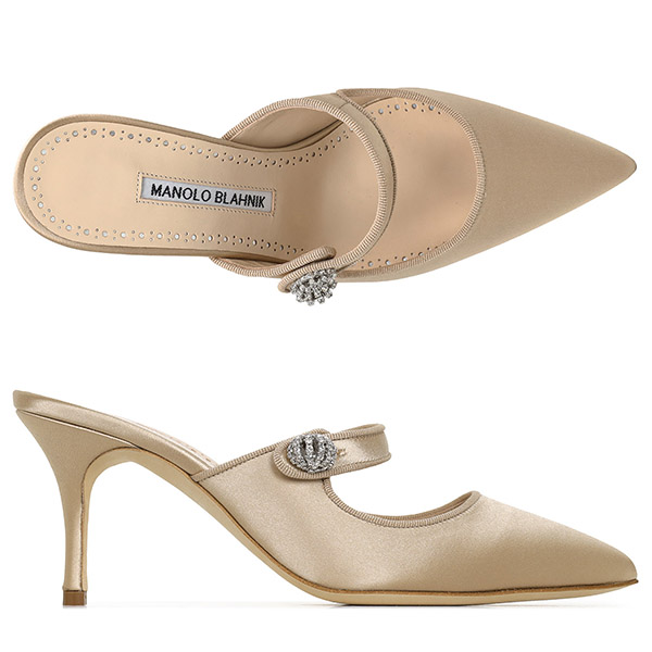 Nude Jewel Satin Mule