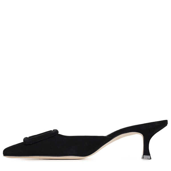  Black Maysale Satin Mule Heel