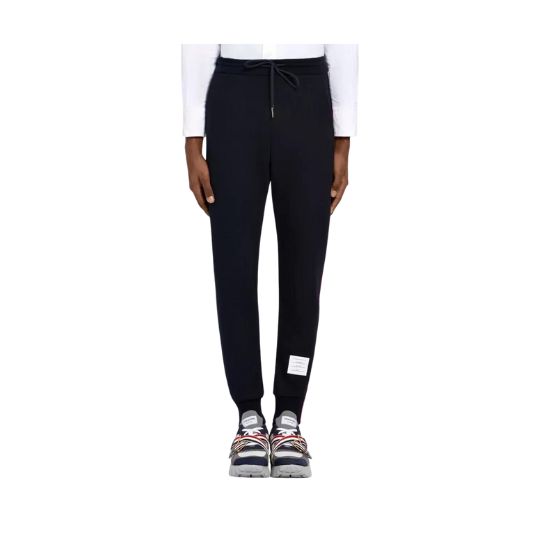 NAVY LOOPBACK JERSEY VERTICAL STRIPE SWEATPANTS